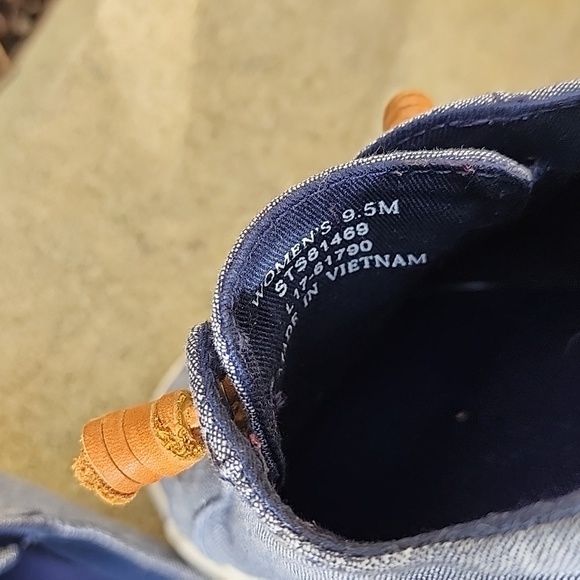 Sperry topside denim sneakers with leather tassels, sz 9.5 - Picture 4 of 7